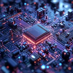 Fototapeta premium High-tech circuit board with central processor