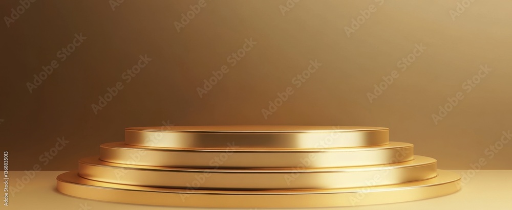 Poster this elegant golden platform features smooth surfaces and layered design, perfect for showcasing pro