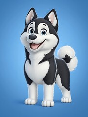Cute Husky Cartoon Studio Shot