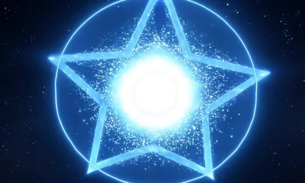 A blue star with a white center in a circle