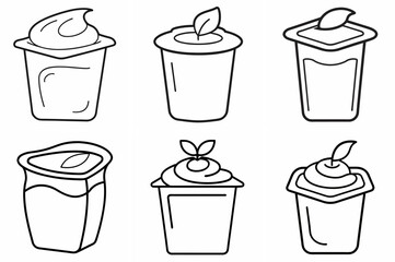  Yoghurt Pack Outline Coloring Page Line Art Drawing Set