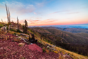 Fading Daylight From Mountain Summit