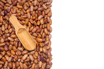 Kidney Beans Pile with Wooden Spoon, Half White Copy Space