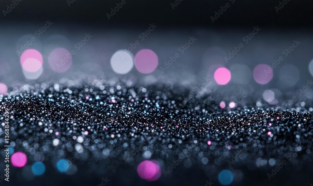 Aufkleber an abstract glitter background shimmers with pink and white bokeh lights, creating an elegant and fe