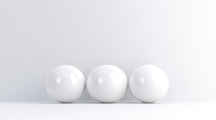 Minimalist white spheres in a clean studio setting