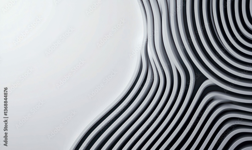 Aufkleber modern monochrome background featuring layered waves that create a minimalist, abstract texture.
