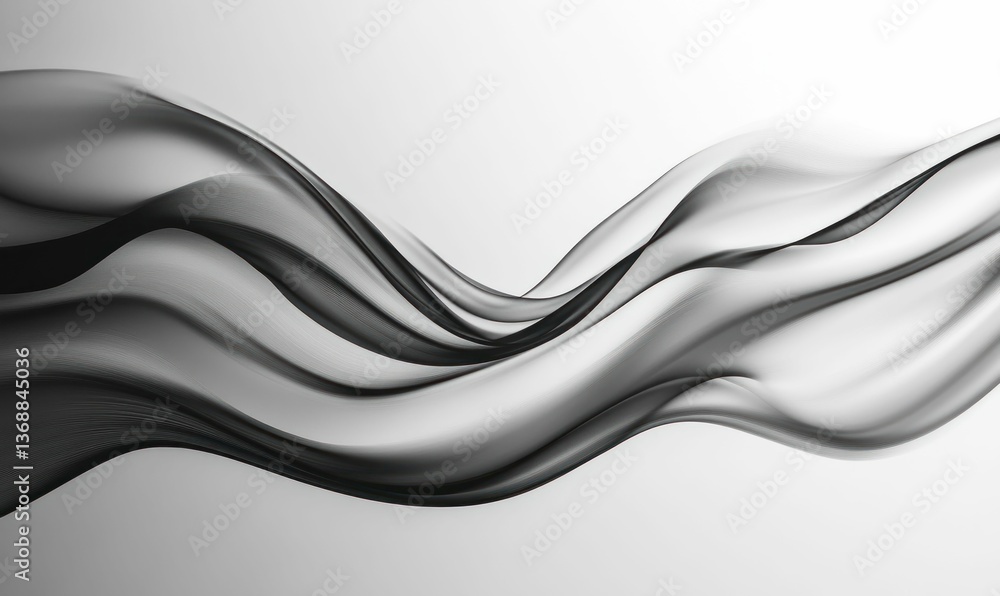 Poster an abstract monochrome wave flows gently, creating a sophisticated and visually appealing texture.