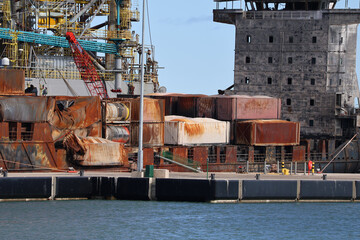 Fire damaged cargo vessel Aberdeen.Cargo ship involved in crash with an oil tanker in the North Sea