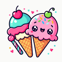 cute and sweet ice cream cartoon