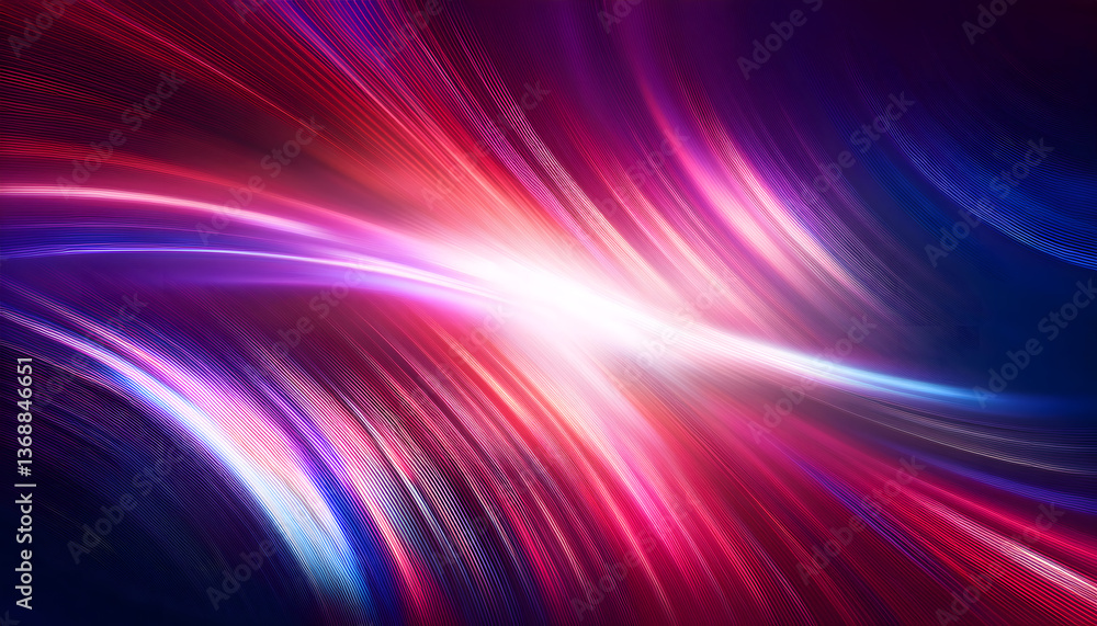 Poster a vibrant burst of light splits into dynamic streaks of pink and blue, creating a sense of speed and