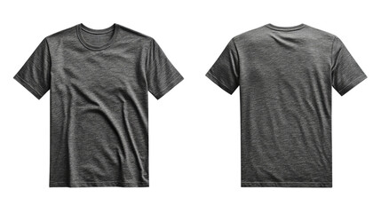 Png of A sleek, classic gray t-shirt displayed from the front and back, highlighting its simple yet stylish design on transparent background.