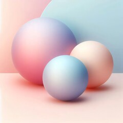 Fototapeta premium Minimalist Abstract Spheres with Soft Pastel Gradient, Modern 3D Spheres with Dreamy Gradient Colors, Futuristic Abstract Composition of Colorful Spheres, Elegant Pastel Spheres in a Contemporary 