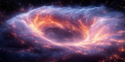 Obraz premium Stunning view of a vibrant cosmic nebula with swirling gases and bright stars in the depths of space during night