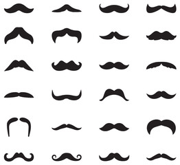 Mustache icon collection. Set of black man mustache icons. Mustache collection set