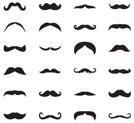 collection of mustache silhouettes in various styles. black mustache icon collection made in flat styles. set of mustache
