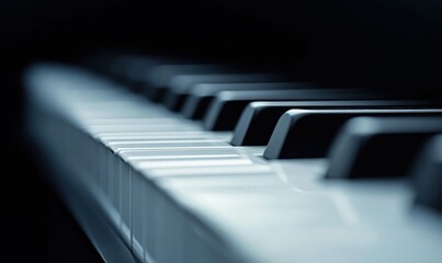 Elegant piano keys in a close-up offer a glimpse into the world of classical music.