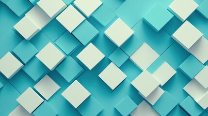 Fototapeta premium Abstract composition of blue and white 3D cubes for a modern look.