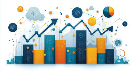 Fototapeta premium Diagramme de croissance commerciale moderne et épuré