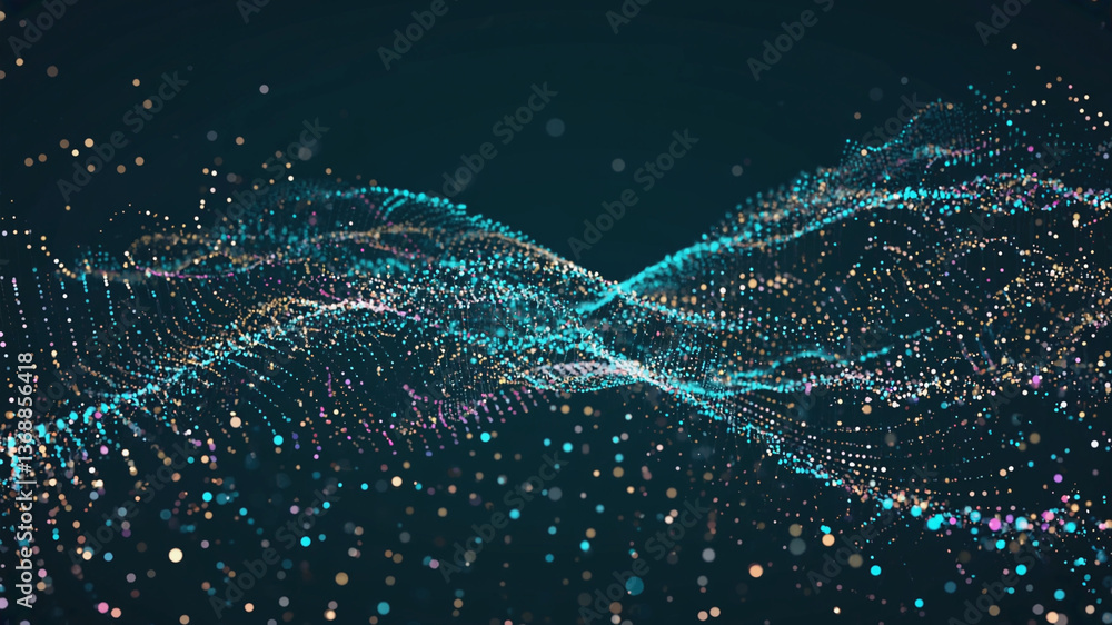 Poster abstract digital particles wave