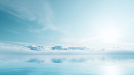 Fototapeta premium A dreamy sky gradient transitioning through shades of blue and white, capturing the serene beauty of a bright, sunny day with a touch of seasonal variation