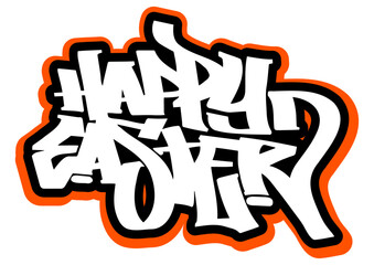 Happy Easter graffiti tag written with a text marker, Happy Easter modern calligraphy sticker