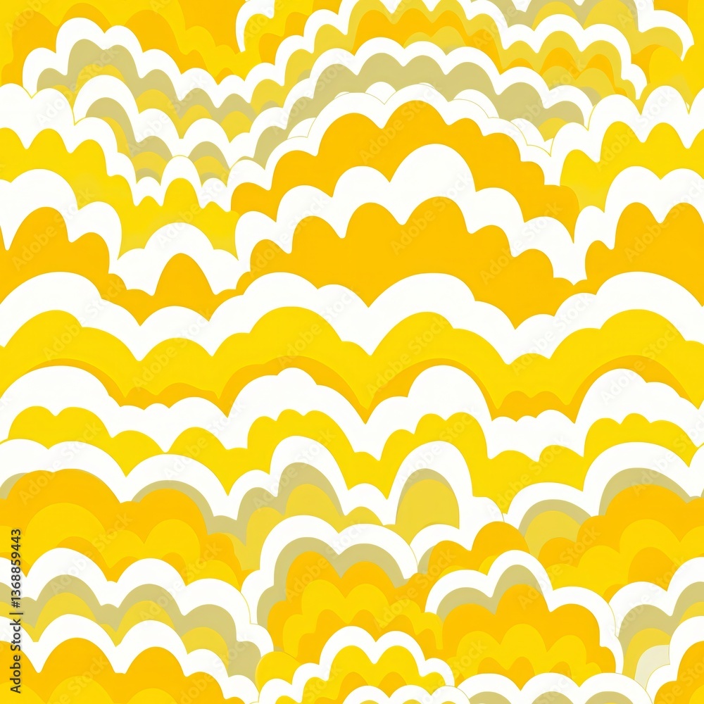 Aufkleber yellow and white wavy seamless pattern. abstract sunny background with cloud-like shapes. cheerful s