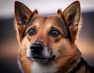 Retrato de un perro mirando hacia la Cámara.