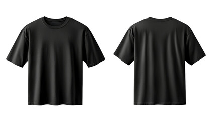 Png of Simple black t-shirt design showcasing both front and back views, perfect for casual wear or custom graphics on transparent background.