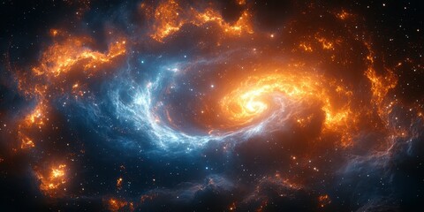 Swirling galaxy displays vibrant colors in deep space during cosmic phenomena