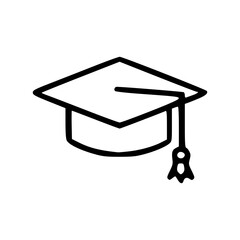 Graduation cap and diploma icon on white background representing academic achievement and success
