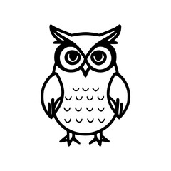 Fototapeta premium Cartoon owl sitting on a branch with big eyes and feathers, designed in a cute and simple illustration style