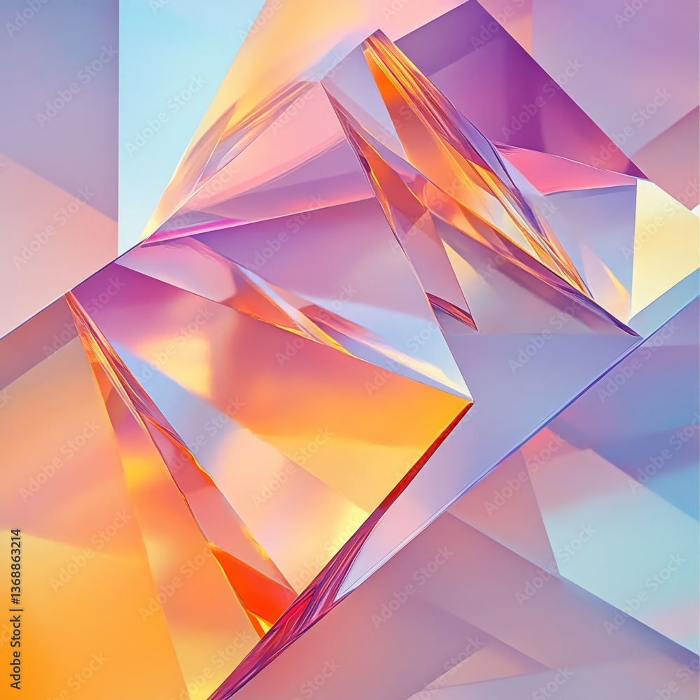 Leinwandbilder abstract geometric composition of transparent forms with iridescent color play