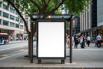 Blank Bust stop signboard for mockup, White banner advertising
