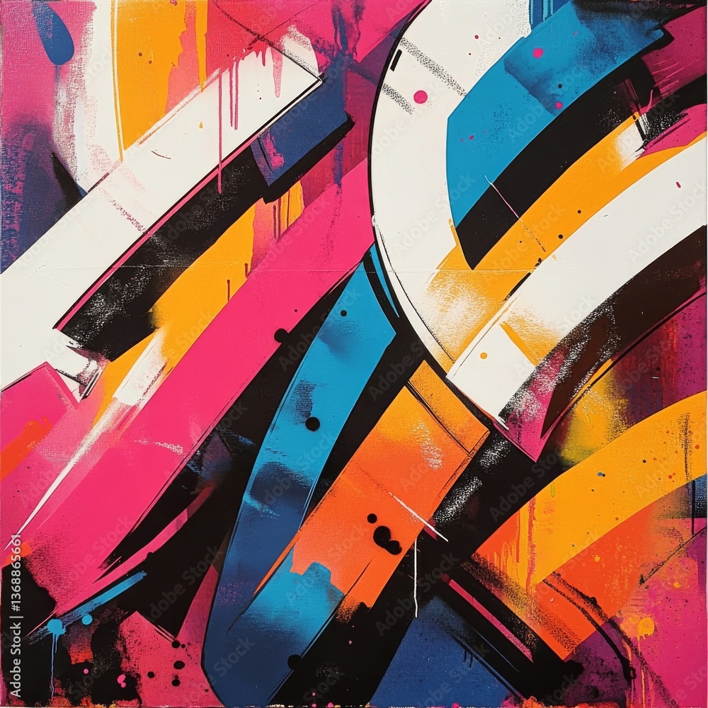 Leinwandbilder vibrant abstraction: an energetic composition of bold colors and dynamic shapes in modern artistic e