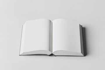 Libro abierto sobre un fondo blanco.