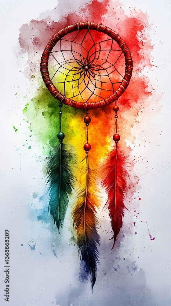 Poster a futuristic, abstract dreamcatcher with trailing stardust creating a cosmic silhouette, isolated on