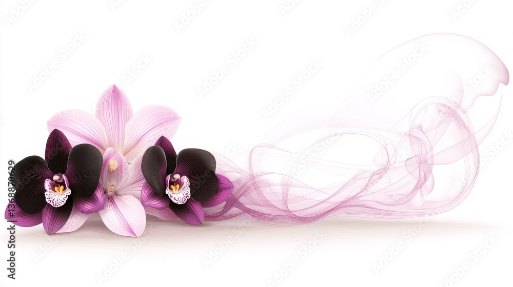 Poster using modern to create an abstract futuristic texture with orchid and iron grey, isolated on a trans