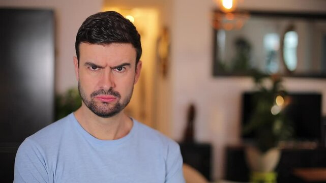 Suspicious man figuring something out