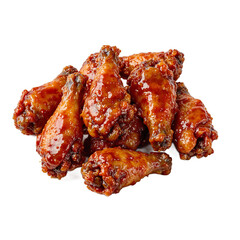 Delicious golden chicken wings smothered in tangy BBQ sauce presented elegantly on a white plate for a mouth watering view