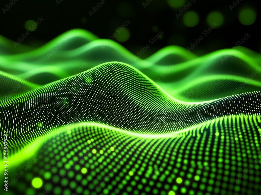 Poster a lively image of a binary code wave, symbolizing digital information flow. the code should be displ