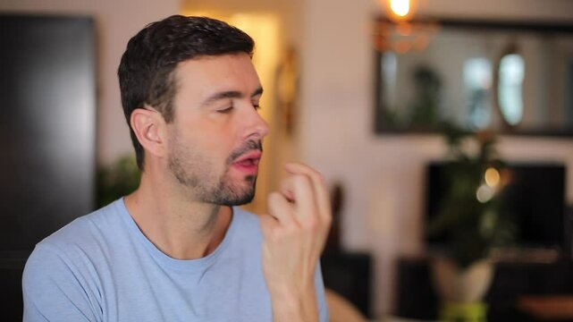 Comedic video of grown up man picking his nose