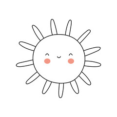 Doodle cute sun. Hand Drawn sun vector illustration