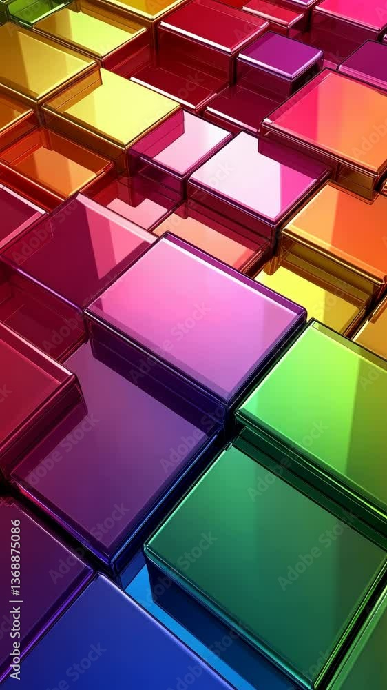 Aufkleber colorful arrangement of glossy blocks creating a vibrant abstract pattern