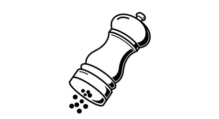 Isolated Black and White Pepper Shaker with Falling Pepper