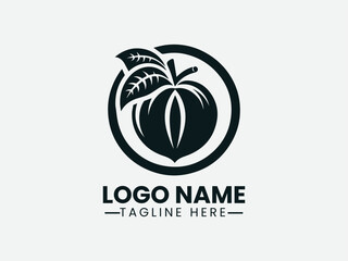 Peach Fruit Vector Logo Design, Fresh Peach Logo