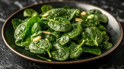 Fresh Spinach Salad with Toasted Almonds A Healthy and Delicious Meal Preparation Perfect for a Light Lunch or Dinner Recipe