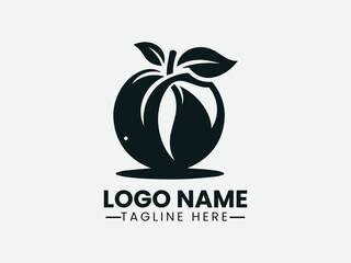 Peach Fruit Vector Logo Design, Fresh Peach Logo