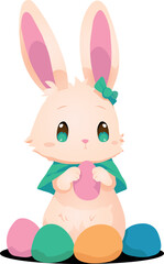 Easter bunny with colored eggs