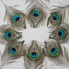Obraz premium Peacock Feather Arrangement Peacock Feather Pattern