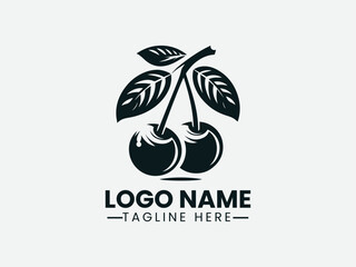 Cherry Fruit Vector Logo Design, Fresh Cherry Logo Sweet Cherry Logo